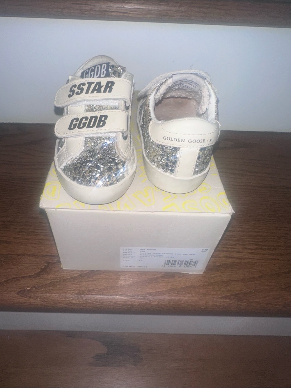 Golden Goose Kids Glitter Strap Sneakers - White & Silver